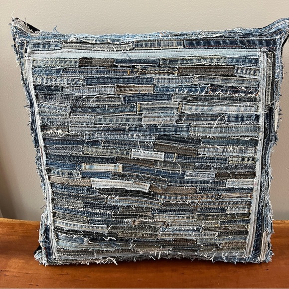Dreamweavers Other - Dreamweavers upcycled denim jeans patchwork throw pillow. All shades of blue.